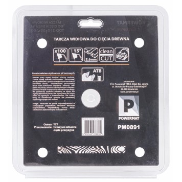 Tarcza widiowa do drewna 210x30 100z TDD-210x30x100Z
