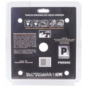 Tarcza widiowa do drewna 210x30 40z TDD-210x30x40Z