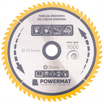 Tarcza widiowa do drewna 255x30 60z TDD-255x30x60Z