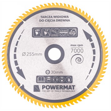 Tarcza widiowa do drewna 255x30 80z TDD-255x30x80Z