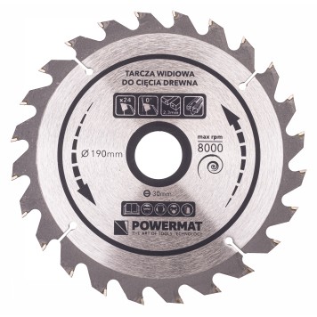 Tarcza widiowa do drewna 190x30 24z TDD-190x30x24Z