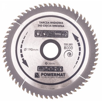 Tarcza widiowa do drewna 190x30 60z TDD-190x30x60Z