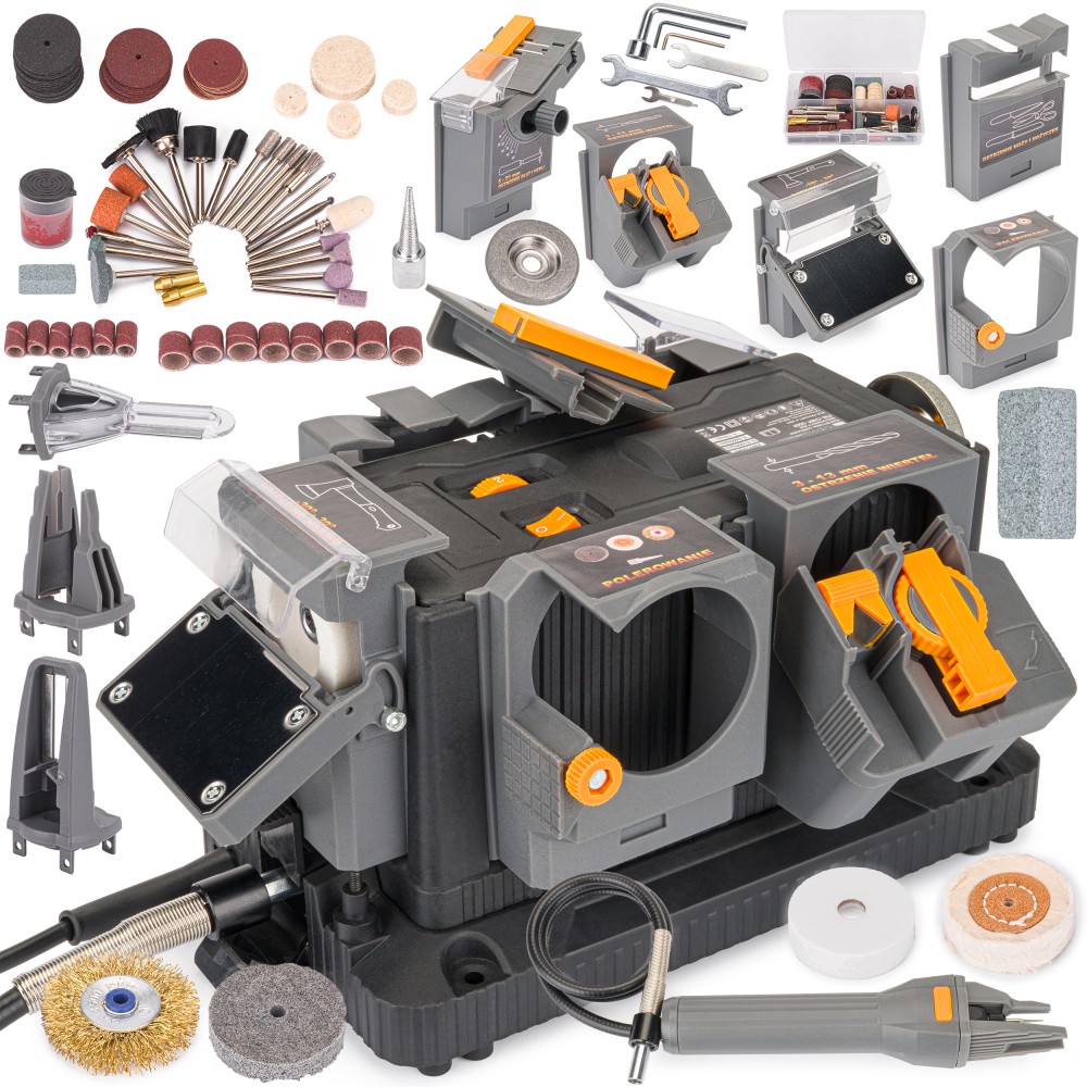 Ostrzałka WIELOFUNKCYJNA 8w1 Noży Wierteł Łańcucha Powermat PM-OWF-200T Ostrzałka WIELOFUNKCYJNA 8w1 Noży Wierteł Łańcucha Powermat PM-OWF-200T