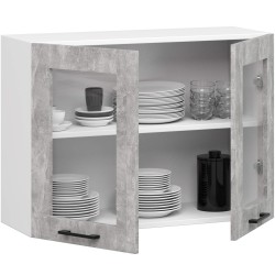 Szafka OLIWIA Witryna W80 H580 BIAŁA / BETON