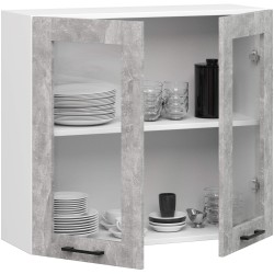 Szafka OLIWIA Witryna W80 H720 BIAŁA / BETON